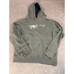 Oakley Spellout Logo Mens Pullover Hoodie Sweatshirt Green Regular Fit Medium